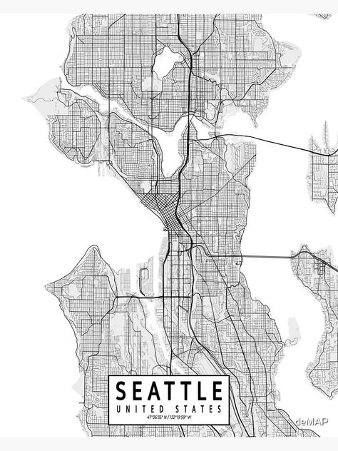 "Seattle City Map of the USA - Light" Poster by deMAP | Redbubble Map Of The Usa, Seattle Map, Seattle City, Dorm Posters, Usa Map, Map Wall Art, City Maps, City Map, Sale Poster