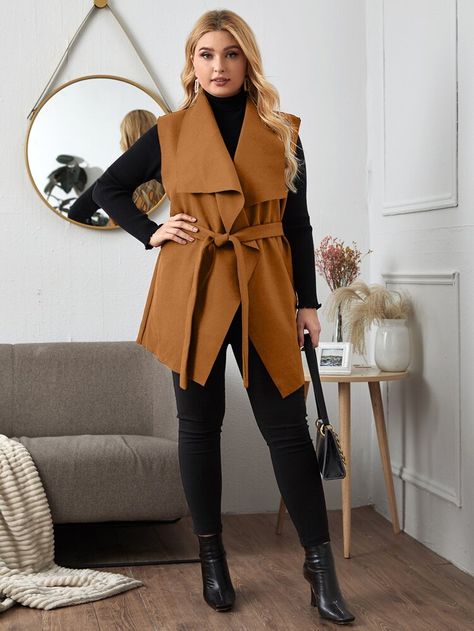 Style A Waistcoat, New York Clothes, Winter Business Outfits, York Outfits, Womens Fall Coats, Vest Outfits For Women, Female Clothes Outfits, Fall Fashion Coats, Affordable Plus Size Clothing