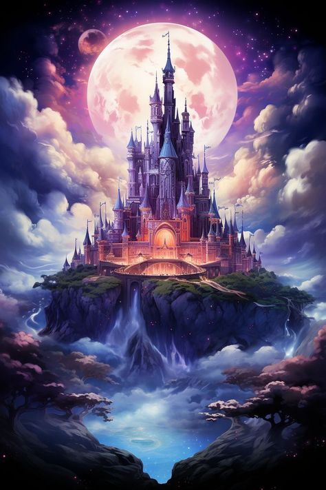 Floating Palace, Fantasy Landscape Art, Background Fantasy, Best Facebook Cover Photos, Mystical Places, Fantasy Wall Art, Space Artwork, Fantasy Background, Castle Art