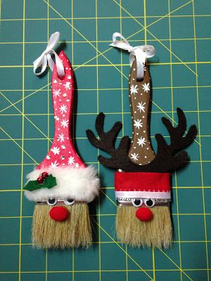 In The Garden with Claire Paintbrush Crafts, Paintbrush Ornaments, Paintbrush Santa, Christmas Bazaar, Bazaar Crafts, Christmas Note, Brush Art, Winter Craft, Christmas Crafts To Make