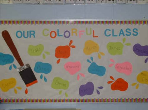 beginning of the school year bulletin boards | used this bulletin board at the beginning of the school year, but it ... Toddler Bulletin Boards, Door Bulletin Boards, Colorful Bulletin Boards, Class Bulletin Boards, Preschool Boards, Classroom Bulletin Board, Infant Classroom, Door Mural, Fall Bulletin Boards