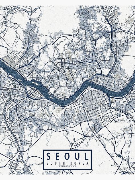 "Seoul City Map of South Korea - Coastal" Poster for Sale by deMAP | Redbubble Map Of South Korea, Analysis Diagram, Seoul Map, Korea Map, Maps Aesthetic, City Posters Design, Seoul City, Urban Design Diagram, City Maps Design