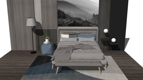 Bedroom 3d Warehouse, Bed 3d Warehouse, Warehouse Bedroom, Minimal Bed, Restaurant Booth Seating, Bed 3d, Living Room Wall Designs, Minimalist Bed, Booth Seating