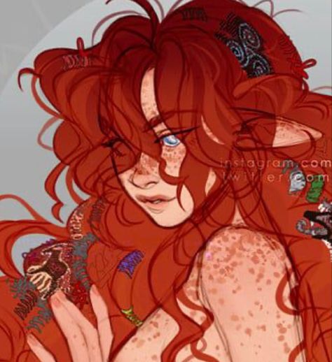 Ginger Hair Art Drawings, Ginger Witch Art, Ginger Elf Art, Red Curly Hair Drawing, Ginger Hair Character Design, Female Character Design Red Hair, Ginger Woman Art, Orange Hair Character Design, Ginger Character Art