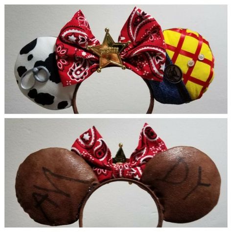 Woody Mickey Ears #diy #mickeyears #disney #minnieears #disneyears #craft #disneycraft Woody Ears Disney, Woody Mickey Ears, Jesse From Toy Story, Toy Story Mickey Ears, Mickey Ears Diy, Toy Story Ears, Micky Ears, Diy Mouse, Ear Ideas