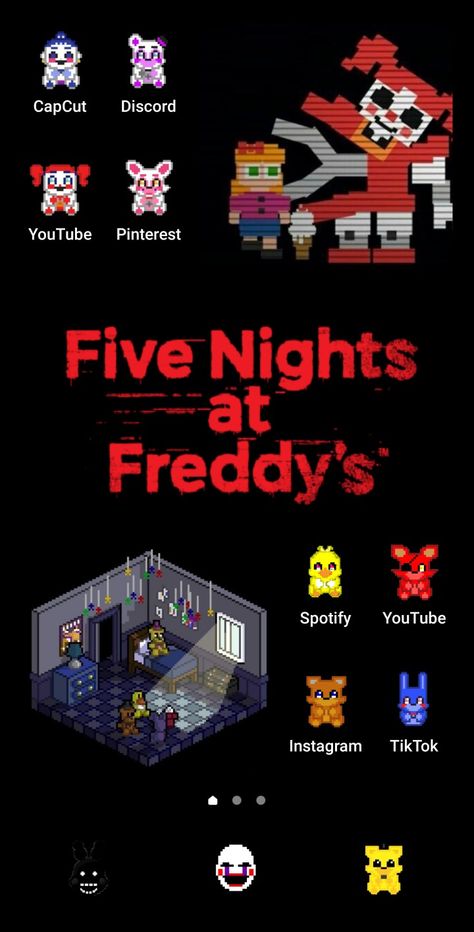 Fnaf Homescreen, Lockscreen Ios, Ios App Iphone, Iphone Wallpaper Ios, Iphone Home Screen Layout, Fnaf Wallpapers, Phone Inspiration, Iphone App Layout, Ios Design