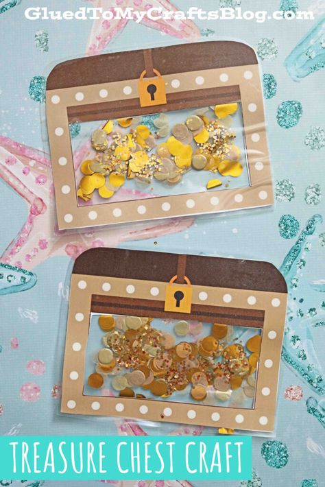 Treasure Chest Printable, Pirate Crafts Preschool, Treasure Chest Craft, Pirate Activities, Pirate Crafts, Island Crafts, Summer Camp Crafts, Mermaid Crafts, Pirate Kids