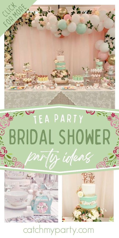 High Tea Party Bridal Shower Ideas, Yea Party Theme, Tea Party Bridal Shower Centerpieces, Bridal Shower Themes Tea Party, Bridal Shower Favors Tea Party, High Tea Bridal Shower Ideas Outfits, Tea Party Food Display, Kitchen Tea Decorations, Tea Party Theme Ideas