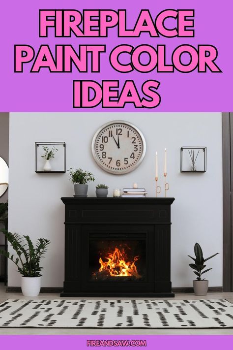 fireplace painted black Colors To Paint Fireplace, Painting Fireplace Ideas, Painted Fireplace Color Ideas, Colors For Fireplaces Paint, Painted Fireplace Colors, Bold Fireplace Color, Paint Color For Fireplace, Painted Fireplace Surround Color Schemes, Fireplace Colors Painted