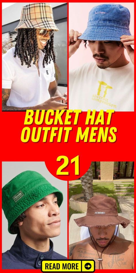 For a casual yet chic bucket hat outfit mens style, opt for a camo bucket hat paired with a simple white tee and black shorts. This look is perfect for a day out on the golf course or a relaxed beach outing. The camo pattern adds an edge to the outfit, while the bucket hat ensures you stay protected from the sun in style. Accessorize with comfortable sandals and a statement watch to complete the look. Polo Beanie Outfit, Bucket Hat Winter Outfit, Gucci Prints, Bucket Hat Outfit Mens, Bucket Hat Outfit Ideas, 90s Prints, Hat Men Outfit, Hat Outfit Ideas, Hat Outfit Men