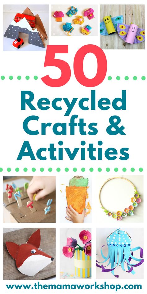 Earth Day is coming up! So, we gathered a list of 50 Earth Day Crafts Using Recycled Materials to do! They're so fun! It also includes activities! Earth Day or any day will surely be a hit. So, save up those recycled materials! Crafts Using Recycled Materials, Kids Crafts Recycled Materials, Recycled Crafts Kids Preschool, Recycled Crafts Kids, Crafts And Activities For Kids, Recycled Art Projects, Earth Day Crafts, Earth Day Activities, Crafts From Recycled Materials