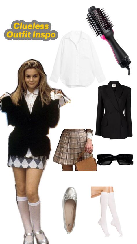 Outfit ideas inspired from clueless. Back to school outfit ideas, clueless outfit ideas, baddie outfits, back to college outfit, fall outfits Cher From Clueless Outfits, Cher Outfits Clueless, Clueless Outfits Inspiration, College Outfit Fall, Cher Clueless Outfit, Outfit Inspirations 90s, Outfit Ideas Baddie, Back To College Outfits, Cher From Clueless