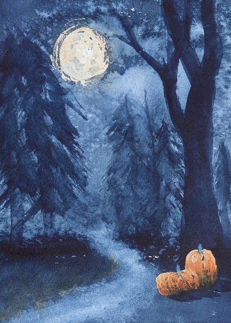 Witch Painting, Halloween Watercolor, Dark Paintings, Halloween Wood Crafts, All Hallows Eve, Whimsical Halloween, Halloween Artwork, Witching Hour, Mystical Forest