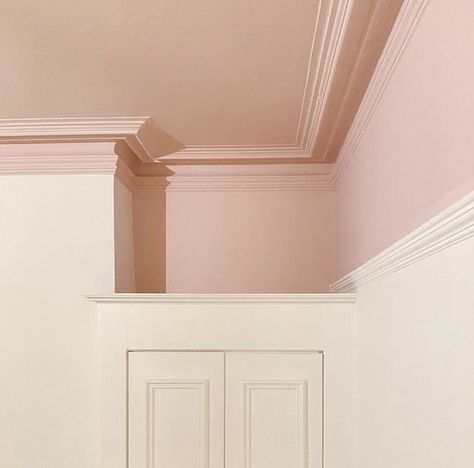 Pink Feature Wall, Matt Interior, Light Pink Paint, Light Pink Walls, Pink Ceiling, Door Texture, Millennial Pink, Pink Paint, Beige Walls