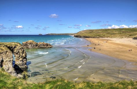 The beach at Perranporth, Cornwall Van Mural, Perranporth Cornwall, Perranporth Beach, Beach Cornwall, Uk Beaches, Travel England, North Cornwall, St Agnes, Cornwall England