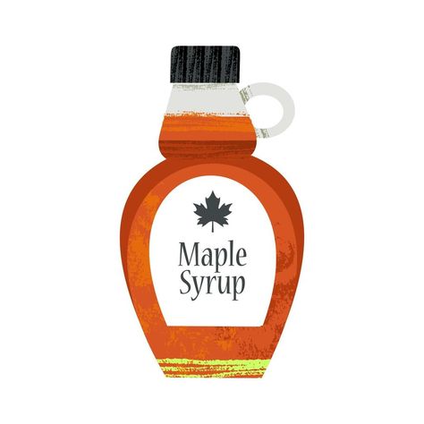 Maple Syrup Illustration, Maple Syrup Drawing, Syrup Illustration, Golden Syrup, Maple Syrup, Cartoon Drawings, Syrup, Vector Art, White Background