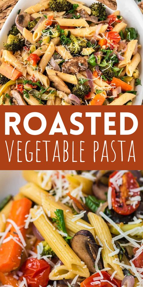 Roasted Vegetable Pasta Primavera, Roasted Veggie Pasta, Pasta And Veggies, Vegetable Recipes Dinner, Veggie Pasta Recipes, Vegetable Pasta Recipes, Vegetable Pasta Bake, Pasta With Olives, Roasted Veggies In Oven