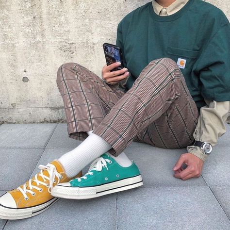 Male Colorful Outfit, Nerdy Male Outfits, Mens Trendy Outfits, Mens Outfit Inspiration, Mens Fashion Streetwear, Streetwear Men Outfits, Men Fashion Casual Outfits, Indie Outfits, Mens Streetwear