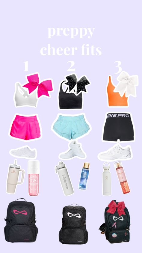 #cheer #beauty #outfitinspo #preppy #fyp #pink #blue #orange Cute Cheer Outfits For Practice, Preppy Cheer Outfit, Cheer Practice Bag, Cute Cheerleader Outfits For Practice, Outfits For Cheer Practice, Preppy Cheer Practice Outfits, Preppy Cheer Wallpaper, Cheer Fits Practice, What To Wear To Cheer Practice