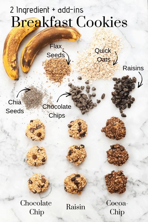 Chai And Flax Seed Recipes, Banana Oat Breakfast, Oat Breakfast Cookies, Banana Oat Cookies, Oat Breakfast, Snack Sani, Biscuits Diététiques, Heart Recipes, Banana Oat