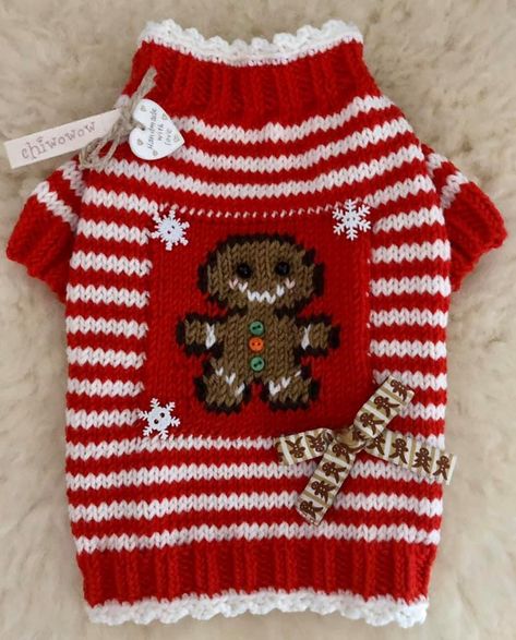 Crochet Christmas Dog Sweater, Christmas Crochet Sweater, Sweater Design Ideas, Gingerbread Bread, Dog Christmas Sweater, Knitting Patterns Free Dog, Crochet Dog Clothes, Cat Christmas Sweater, Dog Sweater Crochet Pattern