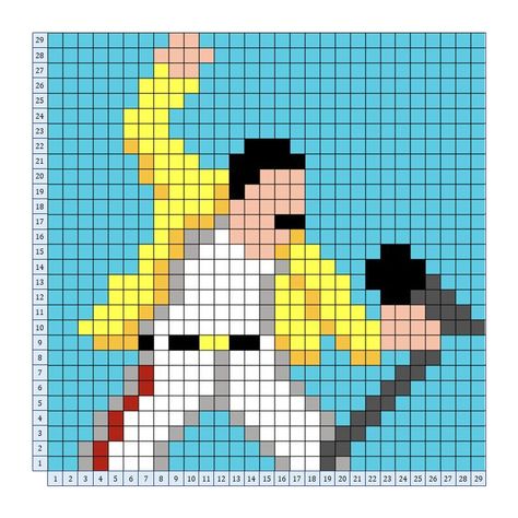 30x30 Pixel Art, Crochet Graphs, Acoustic Panel, Pixel Art Grid, Queen Band, Bead Pattern, Perler Bead Patterns, Alpha Patterns, Perler Bead