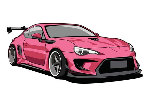 Toyota 86 Drawing, Toyota Gt86 Drawing, Gt86 Drawing, Wide Body Car, Subaru Gt, Car Vector Art, Car Digital Art, Car Vector Illustration, Car Icon