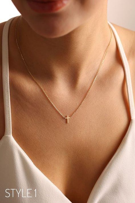 "Tiny cross necklace is one of our favorite design for first communion gift, baptism gift, Christian gifts for Christening. Also gold cross necklaces / silver cross necklaces perfect for daily use. It can become your favorite. You may select any of option from our minimalist necklaces! ♥ Dainty piece for your self or for someone special in your life.. ♥ Favorite religious necklace.. favorite cross pendant.. All our jewelry is %100 custom made by hand with Love and Care in our workshop! Nickel Fr Tiny Cross Necklace, Necklace Christian, Tiny Cross, Gold Gift Boxes, Christian Necklace, Dainty Pendant, Gold Cross Necklace, Confirmation Gifts, Christian Jewelry