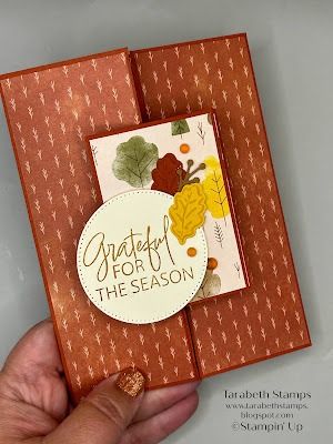 Stampin' Up Sweet Days Of Autumn Double Gate Fold Video Tutorial | Tarabeth Stamps Thanksgiving Stampin Up Card Ideas, Stampin Up Sweet Days Of Autumn, Sweet Days Of Autumn Dsp, Stampin Up Thanksgiving Cards 2024, Autumn Leaves Stampin Up Cards, Thanksgiving Cards Stampin Up Ideas, Stampin Up Thanksgiving, Thanksgiving Card Ideas, Rehearsal Dinner Favors