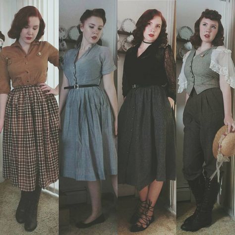 3,851 Likes, 98 Comments - Rachel Maksy (@racheldarling_) on Instagram: “To end 2016 I thought I'd do a little "Outfit Roundup" with some of my favorites from the year! I'm…” Rachel Maksy, Fashion 1940s, Outfits Retro, 1940s Style, Look Retro, Vintage Inspired Fashion, 40s Fashion, Retro Mode, Vestidos Vintage