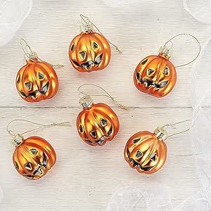 Lillian Vernon Glass Jack-o'-Lantern Halloween Ornaments - Set of 12, Holiday Home Décor Halloween Christmas Ornaments, Halloween Tree Decorations, Window Lights, Coastal Christmas Tree, Jack O'lantern, Fall Tree, Halloween Tree, Ornament Tree, Garden Candles