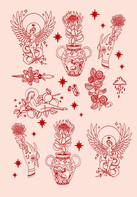 Flash Art Tattoos, Pony Gold, Tato Flash, Art Flash, Kunst Tattoos, Pattern Leaf, Flower Image, Japanese Flower, Red Ink Tattoos