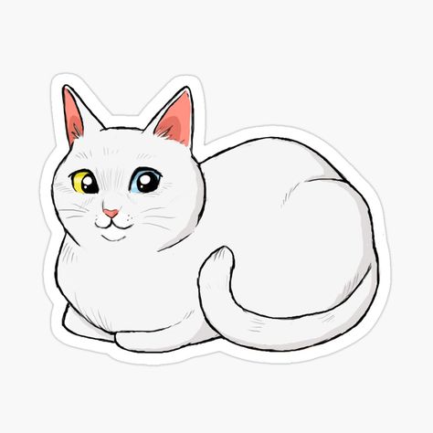 White Cat by ritavigovszky | Redbubble White Cat Drawing Cute, White Cat Drawing, White Cat Illustration, White Cat Sticker, Sticker Design Inspiration, Cat Doodle, Cat Vector, Yellow Cat, Chibi Drawings