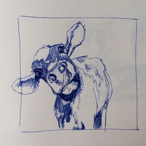 How To Do Pen Art, Pen Drawings Ideas, Pen Art Ideas, Cow Drawings, Drawing In Circle, Cow Sketch, Stylo Art, Cow Drawing, Pen Drawings