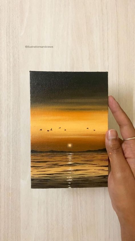 Orange Aesthetic Sunset, Sunset Acrylic Painting, Sunset Acrylic, Sky Art Painting, Canvas For Beginners, Inspiration Painting, Simple Canvas Paintings, Canvas Painting Tutorials, Aesthetic Sunset