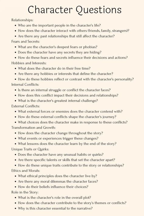 A character building chekclist for motivation and writing inspiration #writing #writingprompt #writingabook #author #tips #tutorial Writing A Book For Beginners, Manuscript Writing Tips, Protagonist Writing Tips, Tips For Writing A Book Character Development, Character Board Inspiration, Ideas For A Book Writing, Writing Fiction Tips, Main Character Writing Tips, Good Writing Tips