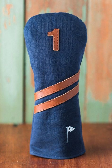 Personalized Handmade Golf Headcover in Navy, Golf club Head Cover, Waxed Canvas golf gifts for men Golf Diy, Golf Inspiration, Best Golf Clubs, Golf Club Head Covers, Golf Style, Golf Gifts For Men, Womens Golf Fashion, Perfect Golf, Golf Shoes Mens