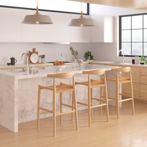 Kitchen Island Seating, Wood Bar Counter, Rattan Counter Stools, Cool Bar Stools, Bar Stools Kitchen Island, Stools For Kitchen Island, Shelter Island, Natural Paper, Dining Stools