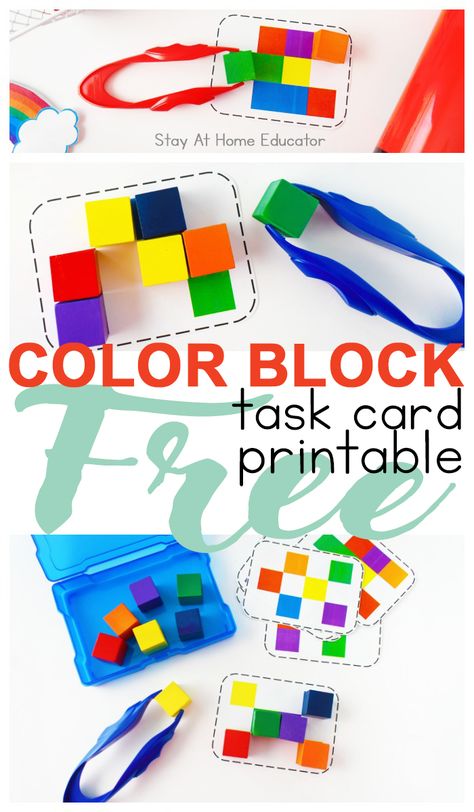 5 Activities for Teaching Colors to Preschoolers with Free Task Cards Stem Task Cards Free, Stem Task Cards, Free Preschool Activities, Intentional Teaching, Stem Bins, Preschool Color Activities, Task Cards Free, Teaching Preschoolers, Color Lessons