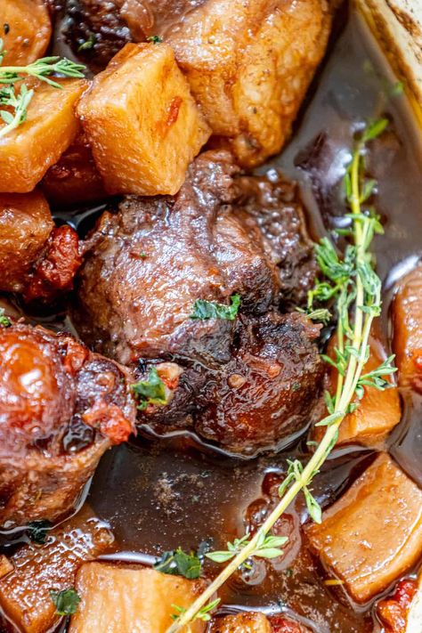 Oxtail Stew Recipe, Roasted Rutabaga, Winter Stew, Roasted Turnips, Braised Oxtail, Rich Winter, Winter Stews, Oxtail Stew, Oxtail Recipes