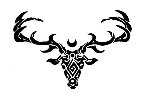 Stag Tribal by Ragatikas on DeviantArt Nordic Stag Tattoo, Viking Axes Tattoos, Celtic Stag Tattoo Design, White Stag Tattoo, Stag Symbol, Deer Track Tattoo, Stag Tattoo Design, Celtic Stag, Elk Tattoo