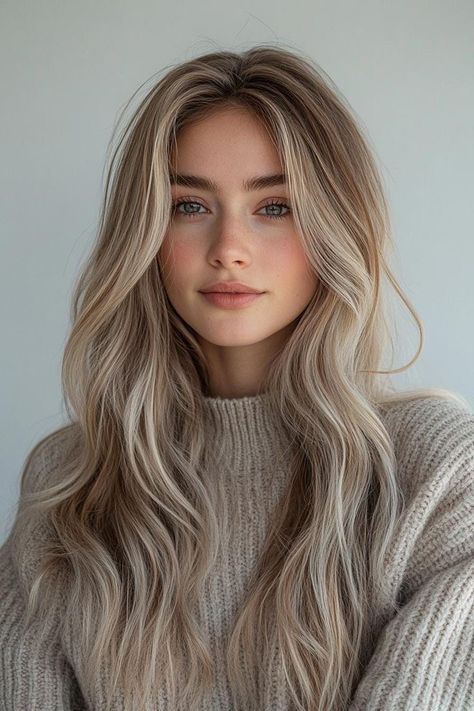 Level 9 Ash Blonde Hair, Sandy Blonde Hair Color Ideas, Beige Blonde With Money Piece, Ashy Colored Hair, Medium Length Ashy Blonde Hair, Ashy Blonde Hair With Highlights, Beige Ash Blonde Hair, Soft Autumn Hair Color Blonde, Dirty Blonde Hair Ashy