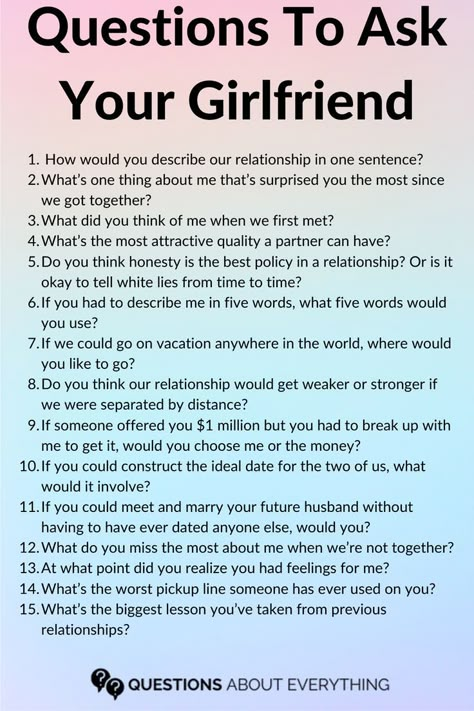 A list of deep questions to ask your girlfriend Questions To Ask Girlfriend, Girlfriend Questions, Questions To Ask Your Girlfriend, Fun Relationship Questions, No Emotions, Question Games, Question Games For Couples, Cute Texts For Her, Truth Or Truth Questions