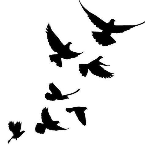 Birds Flying Tattoo Design, Birds Tattoo Stencil, Draw Birds Flying, Birds Silhouette Flying, Flying Birds Drawing, Birds Flying Tattoo, Flying Birds Tattoo, How To Draw Birds, Bird Silhouette Tattoos