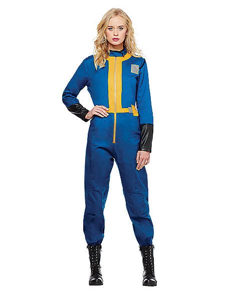 Adult Vault Boy Costume - Fallout - Spirithalloween.com Fallout Jumpsuit, Vault Suit, Jumpsuit Diy, Fallout Costume, Fallout Props, Fallout Cosplay, Sole Survivor, World Book Day Costumes, Vault Tec