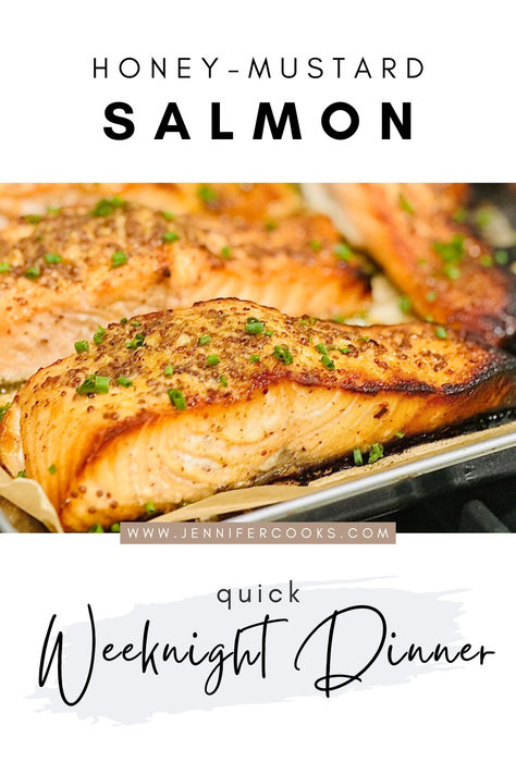 Looking for an easy, flavorful dinner that’s perfect for busy weeknights? This Honey Mustard Salmon recipe is a must-try! Tender, juicy salmon fillets are coated in a sweet and tangy honey mustard glaze and baked to perfection in under 30 minutes. Serve it with roasted veggies or a fresh garden salad for a healthy, satisfying meal that everyone will love.#EasyRecipes #Salmon #WeeknightDinner #HealthyMeals Honey Mustard Salmon Marinade, Mustard Glazed Salmon, Salmon With Mustard, Easy Honey Mustard, Honey Mustard Salmon Recipes, Parmesan Crusted Tilapia, Oven Roasted Salmon, Homemade Cheeseburgers, Honey Mustard Glaze