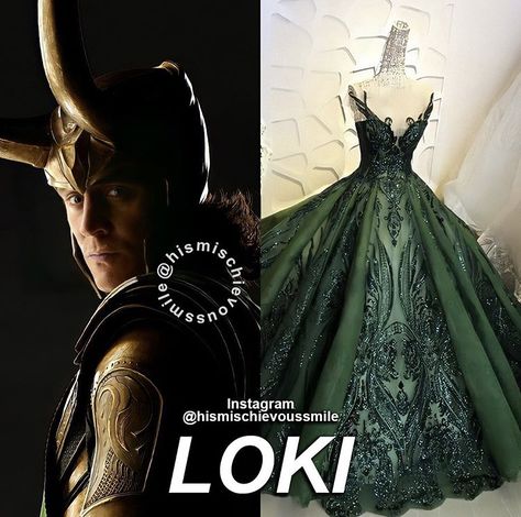 Loki Inspired Dresses, Dating Loki, Outlander Outfits, Epic Dresses, Loki Clothes, Loki Dress, Asgardian Dress, Avengers Oc, Marvel Inspired Outfits