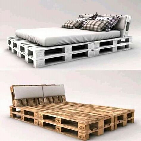 Pallet Bed Ideas, Pallet Bed Frame Diy, Pallet Bed Frames, Pallet Bed Frame, Simple Bed Designs, Western Bedroom Decor, Diy Pallet Bed, Pallet Furniture Designs, Pallet Beds