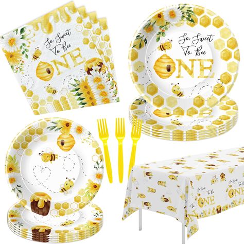 PRICES MAY VARY. 【Bee Decorations For First Bee Day】Transform your little one's first birthday celebration into a buzzing paradise with this adorable bee first birthday decorations dinnerware set. The decorations feature vibrant yellow and black hues, cute bee illustrations, and sweet honeycomb patterns, creating a delightful ambiance for the special occasion 【Party Package】Bee party decorations for first bee day birtdhay included 24pcs 9'' bee dinner plates, 24pcs 7'' bee paper plates, 24pcs pa Bee 1st Birthday Party, Bee 1st Birthday, Bee First Birthday, First Bee Day, Bee Party Decorations, Bee Decorations, Bumble Bee Decorations, Birthday Party Plates, Bee Theme Party