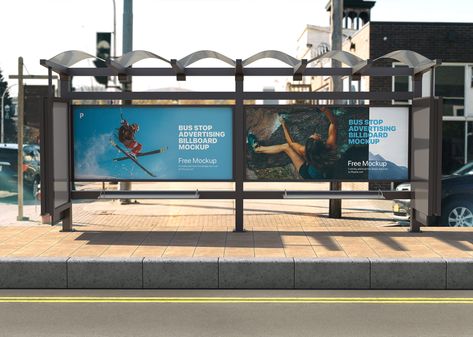 Free Bus Stop Advertising Billboard Mockup | Behance Bus Stop Advertising, Advertising Billboard, Wayfinding Signs, Billboard Mockup, Wall Logo, Business Card Psd, Sign Mockup, Free Business Cards, Psd Template Free